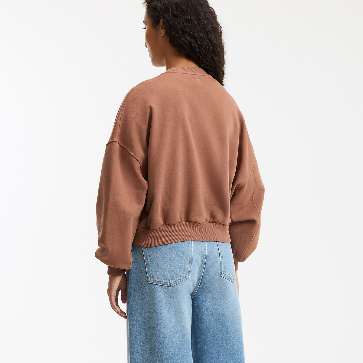 COLEÇÕES LA REDOUTE<br>Moletom curto e folgado com gola redonda