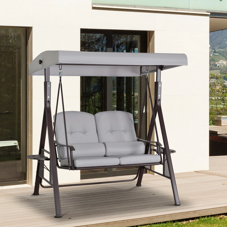 Outsunny Hollywoodschaukel mit Abstelltablett grau