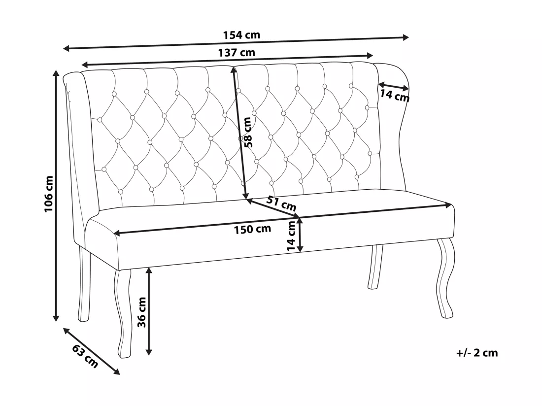 Canapé banquette 2 places en tissu gris foncé TORSBY