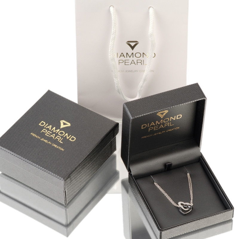 Pendentif Perle de Culture d'eau douce Blanche, Diamants 0.02 cts et Or Jaune 375/1000