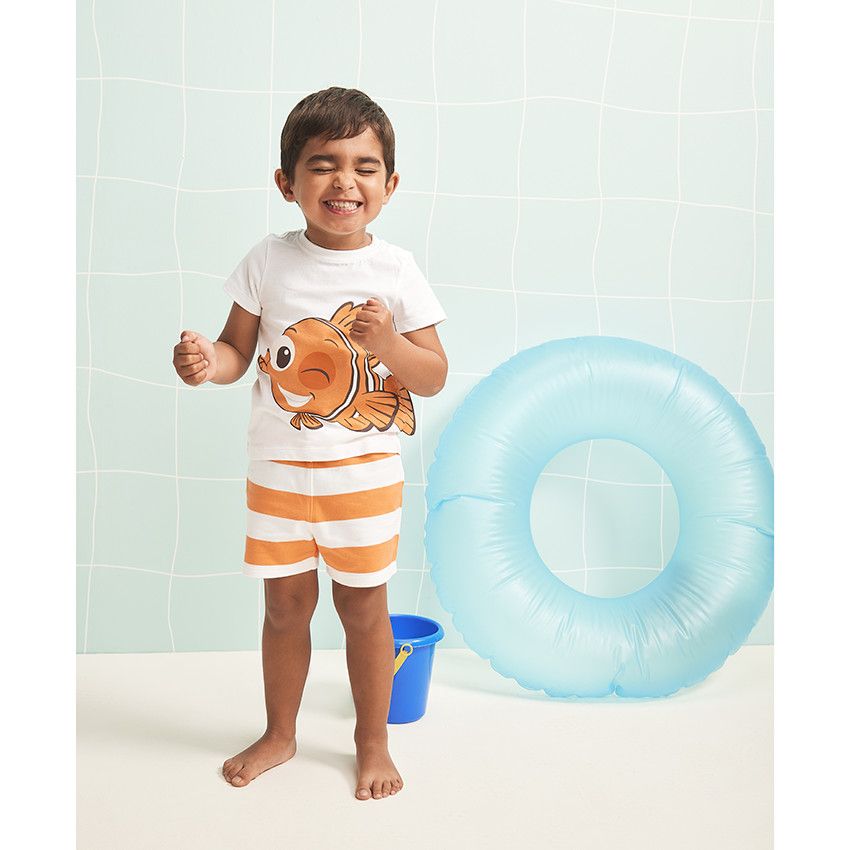 Ensemble 2 pièces en jersey t-shirt + short Nemo pour bébé garçon - Blanc