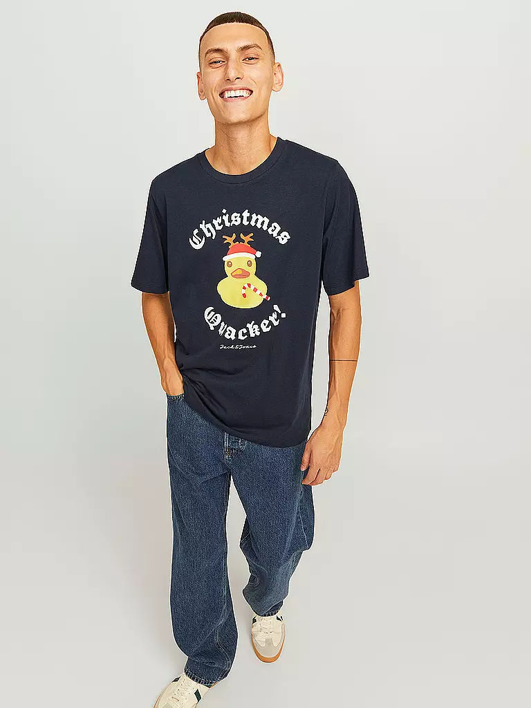 JACK & JONES T-Shirt JJXMAS dunkelblau