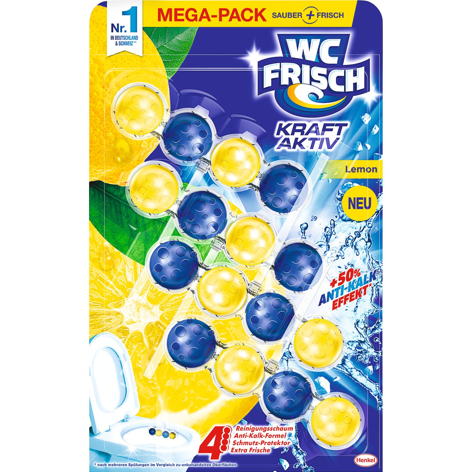 WC Frisch Einhänger Kraft Aktiv Lemon 4 x 50 g