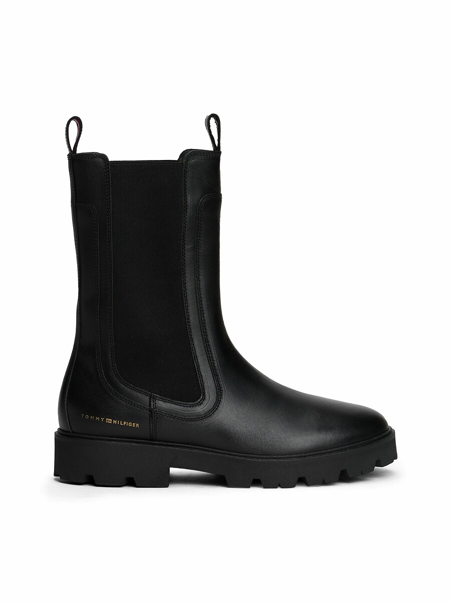 TOMMY HILFIGER<br>Botas Chelsea de couro de cano alto