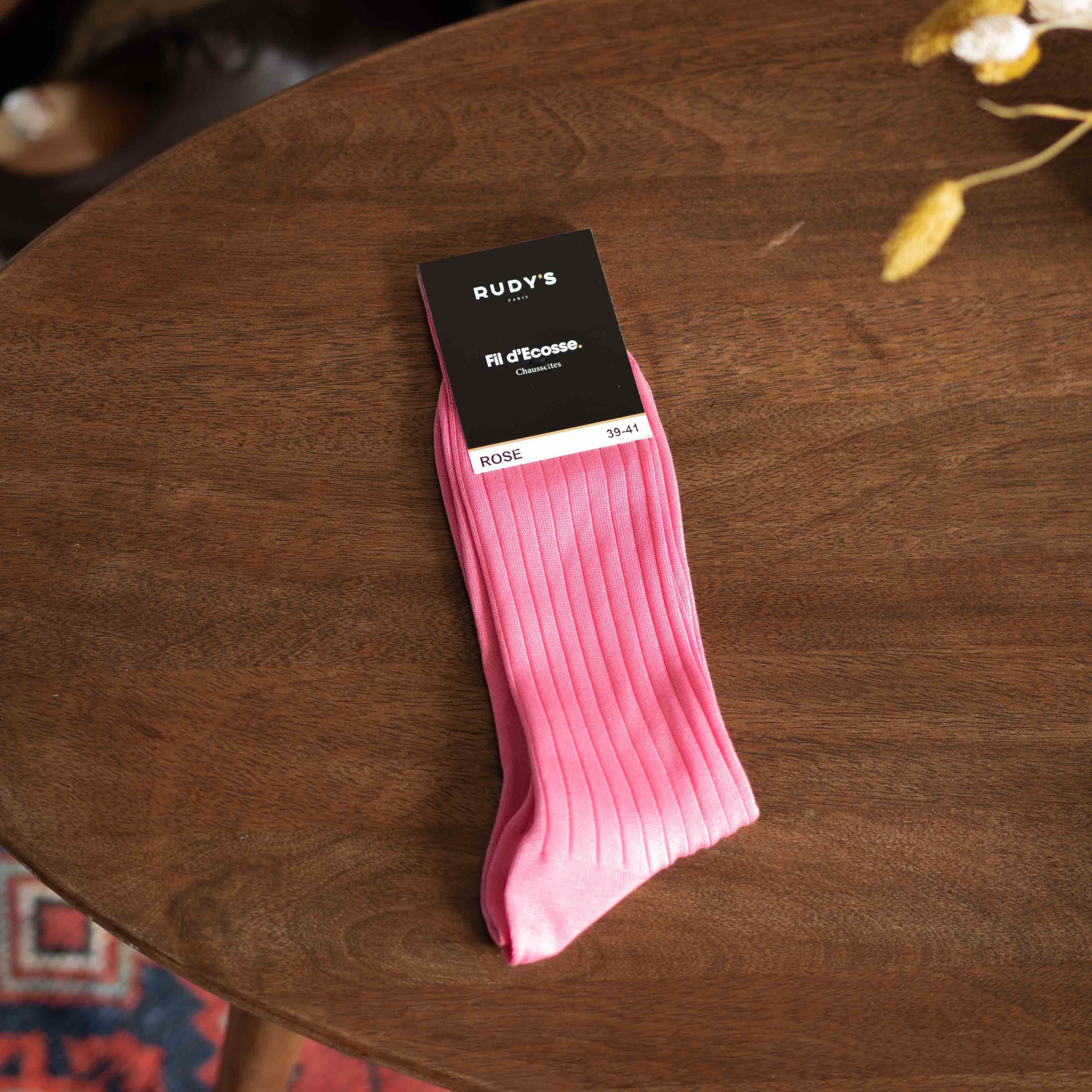 Chaussettes Fil D'Ecosse Rose-Chaussettes fil d'Ecosse