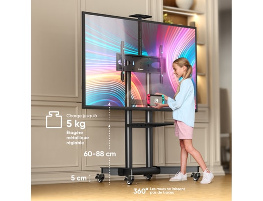 ONKRON - Pied de sol Support TV roulettes 32-75 -VESA 600x400 - TS1571-B