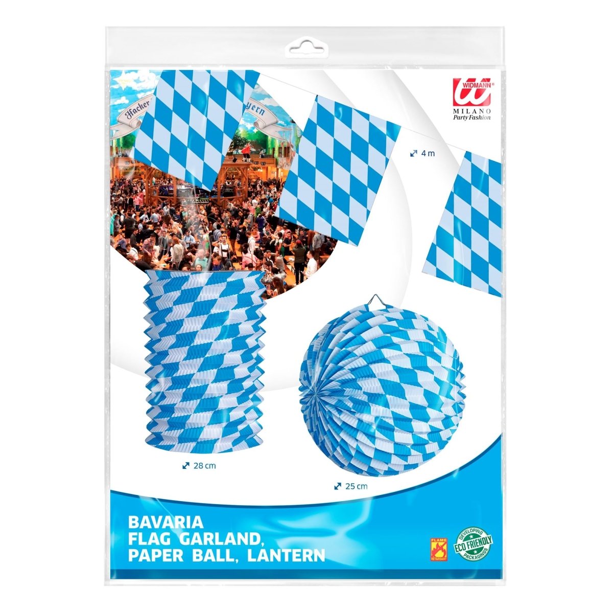 Oktoberfest Decoratie Set Blauw Wit Brandvertragend