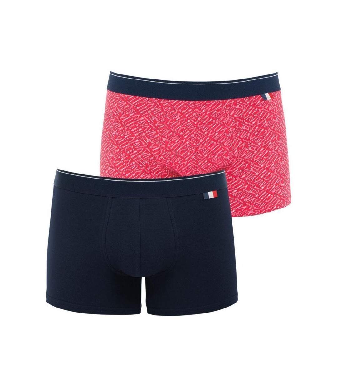 EMINENCE lot de 2 Boxers Homme Coton FAIT EN FRANCE Marine Rouge