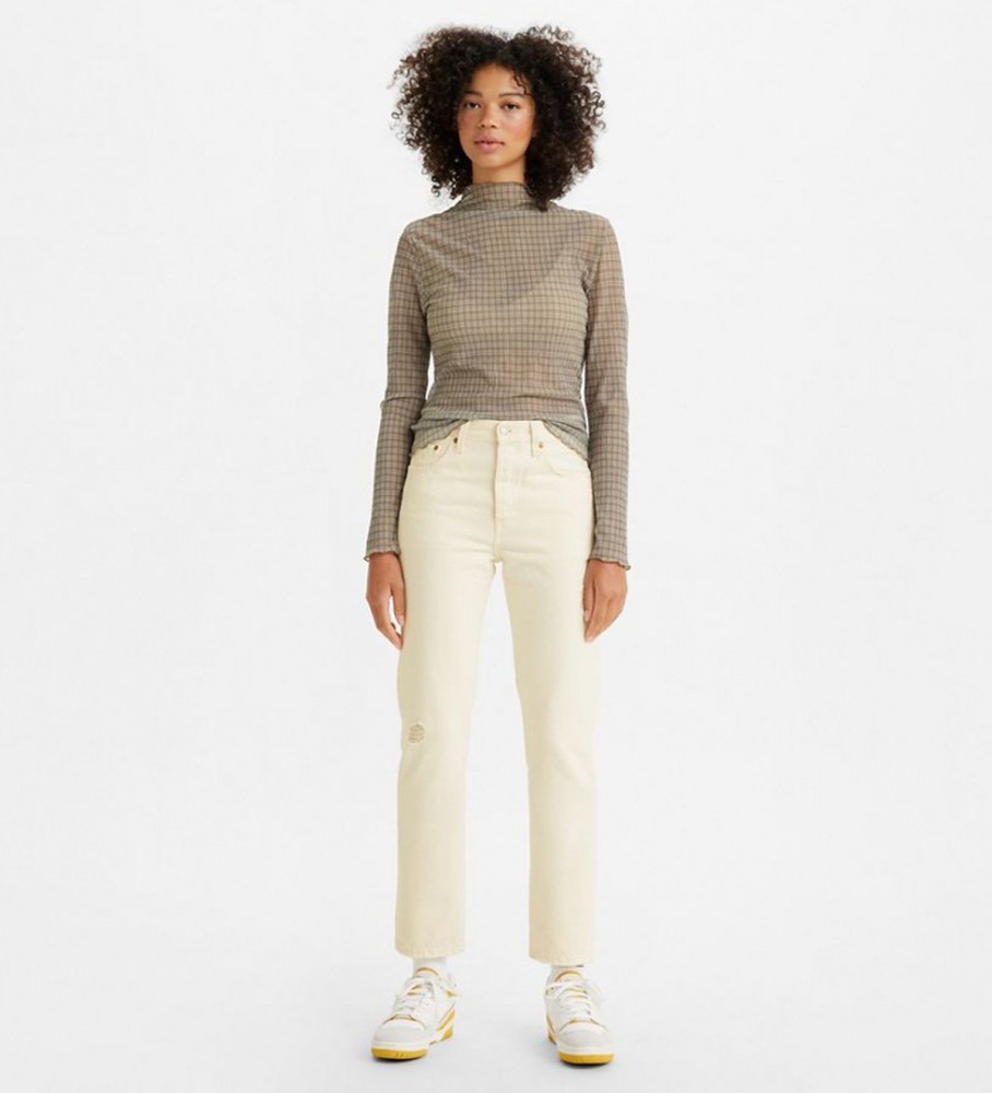 Calça jeans cropped branca Levi's 501