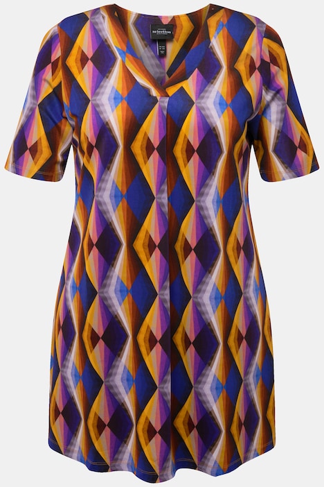 Slinkyshirt, Zierfalte, A-Linie, V-Ausschnitt, Halbarm