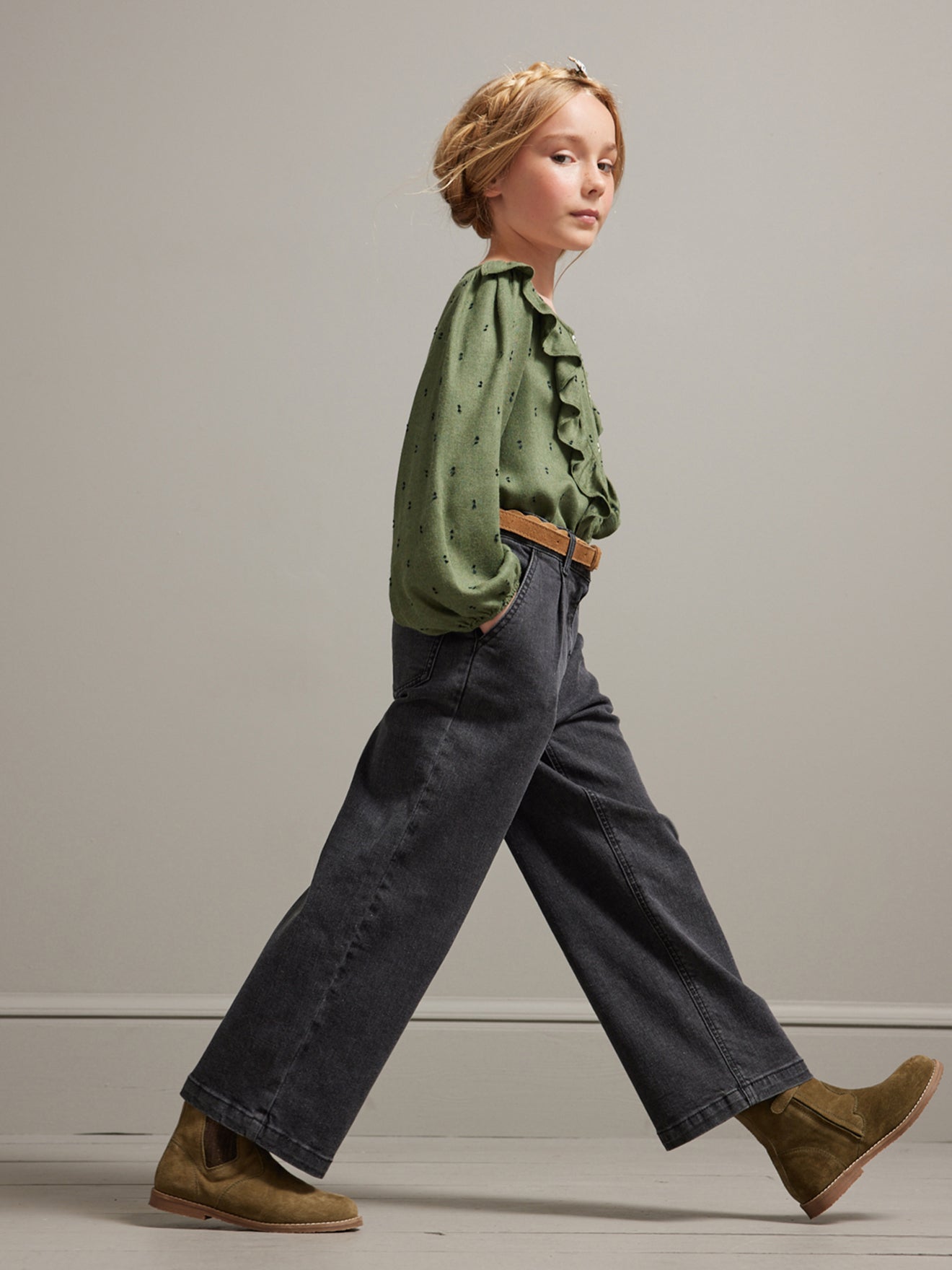 Pantalon Fille large en denim