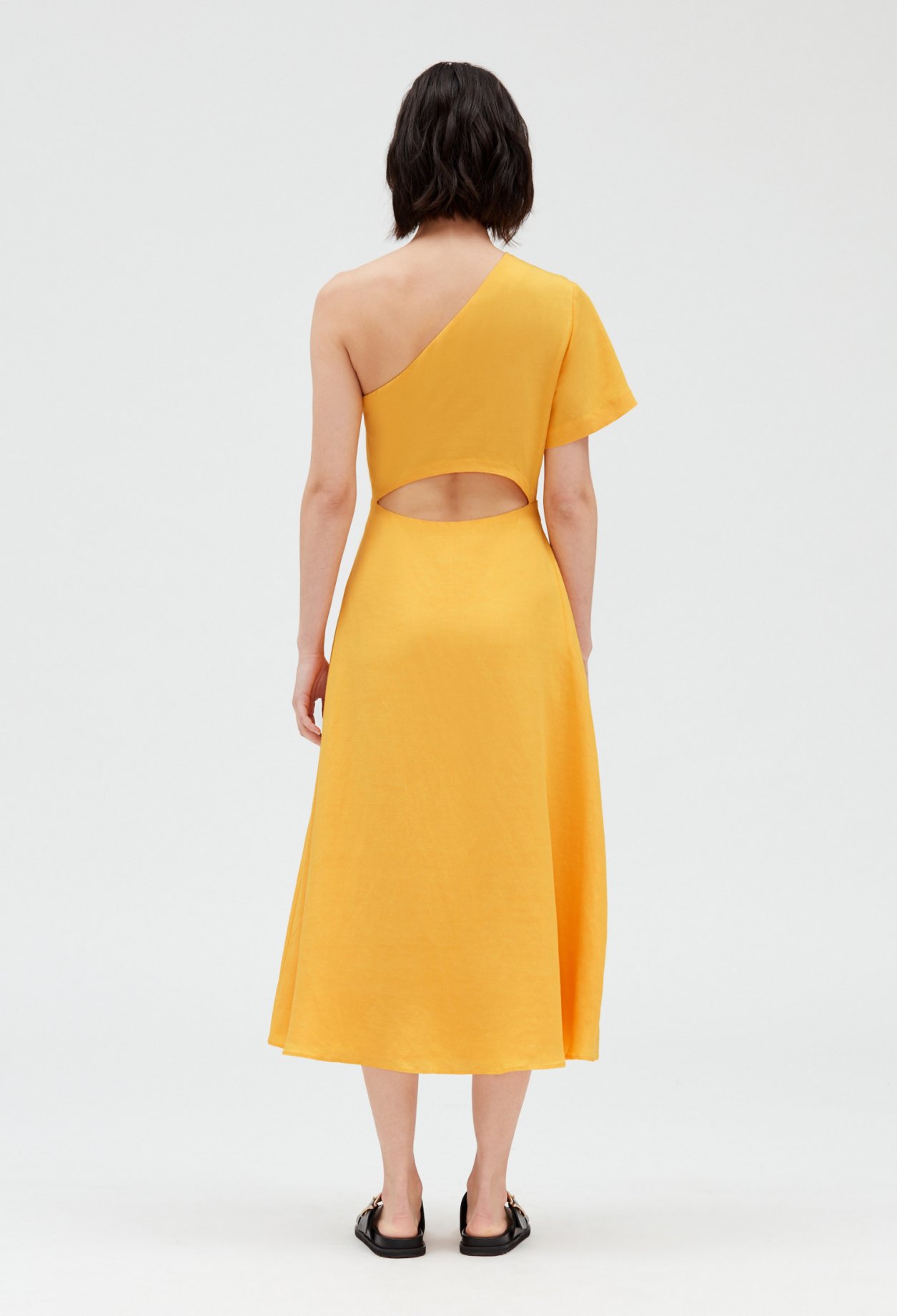 Robe midi asymetrique jaune