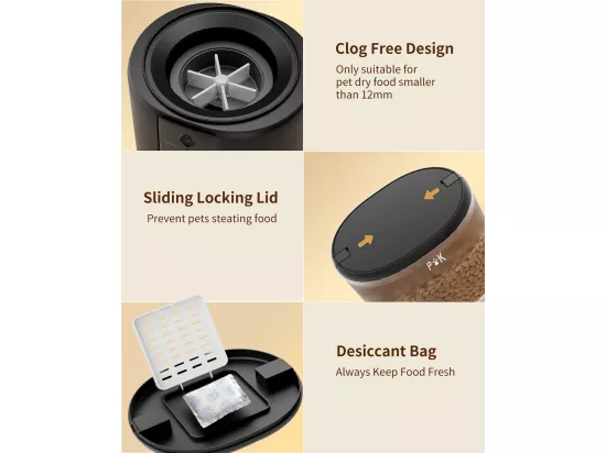 Distributeur Croquettes Chat Automatique, 4L Mangeoire Automatique pour Chat avec Caméra 1080P 2,4 G WiFi Enregistrement Vocal (Noir)