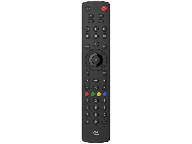 One For All Universal-Fernbedienung Contour 4 Einfache Steuerung von TV, Set Top Box, DVD/Blu-ray Player und Audiogeräten mit einer handlichen Fernbedienung