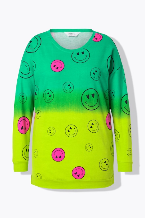 Sweatshirt, oversized, Farbverlauf Smiley, Langarm