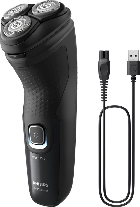 Philips - Shaver 3000X Series - Zwart - Draadloos - Roterend Scheersysteem