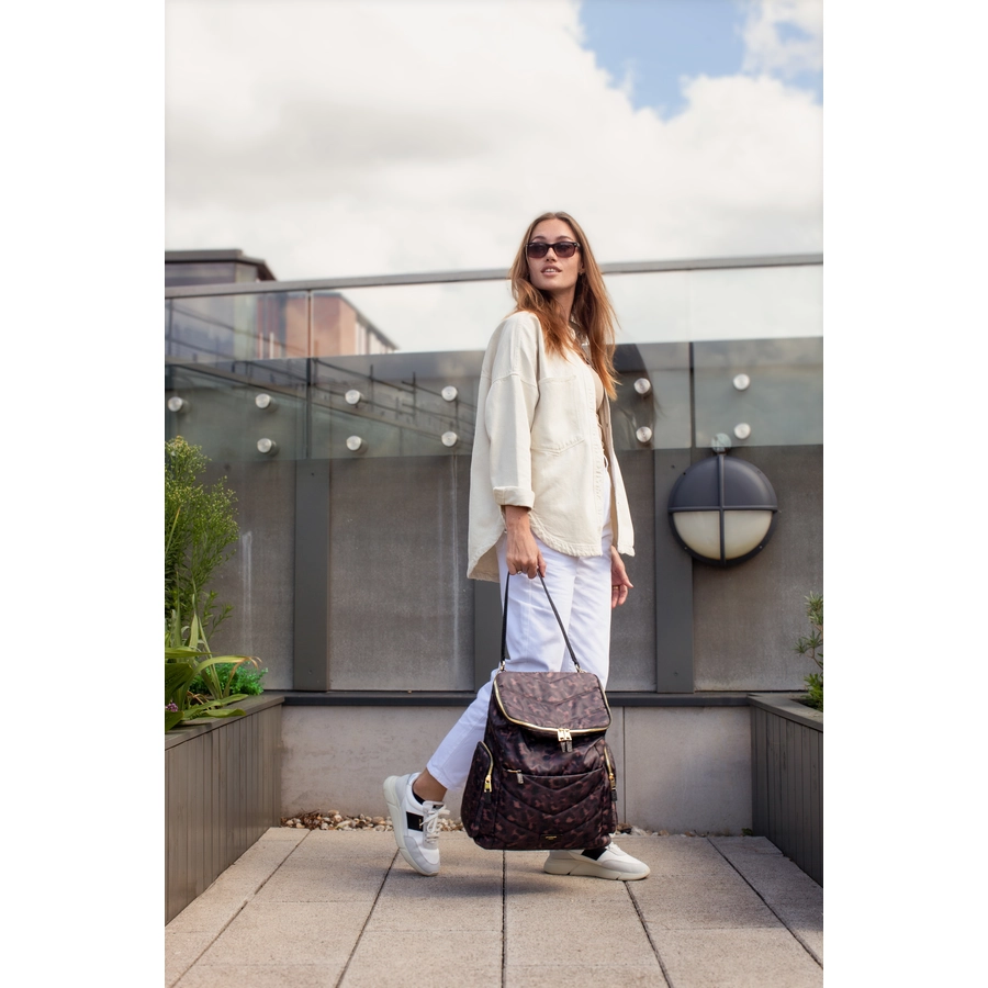 storksak Wickelrucksack Alyssa Leopard black