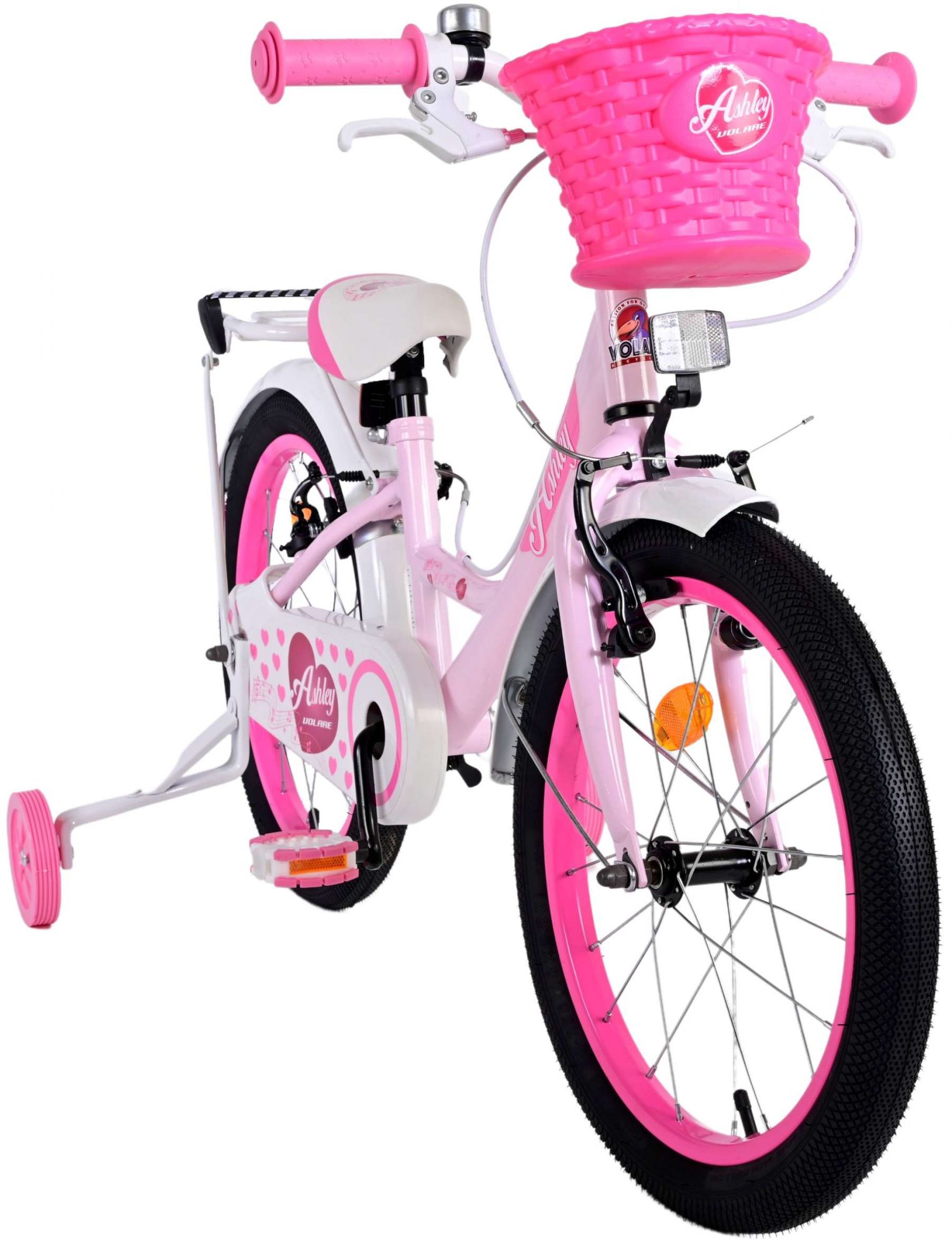 TPFSports Ashley Kinderfahrrad - Mädchen - 18 Zoll - Rücktritt + Handbremse - Rosa/Rot