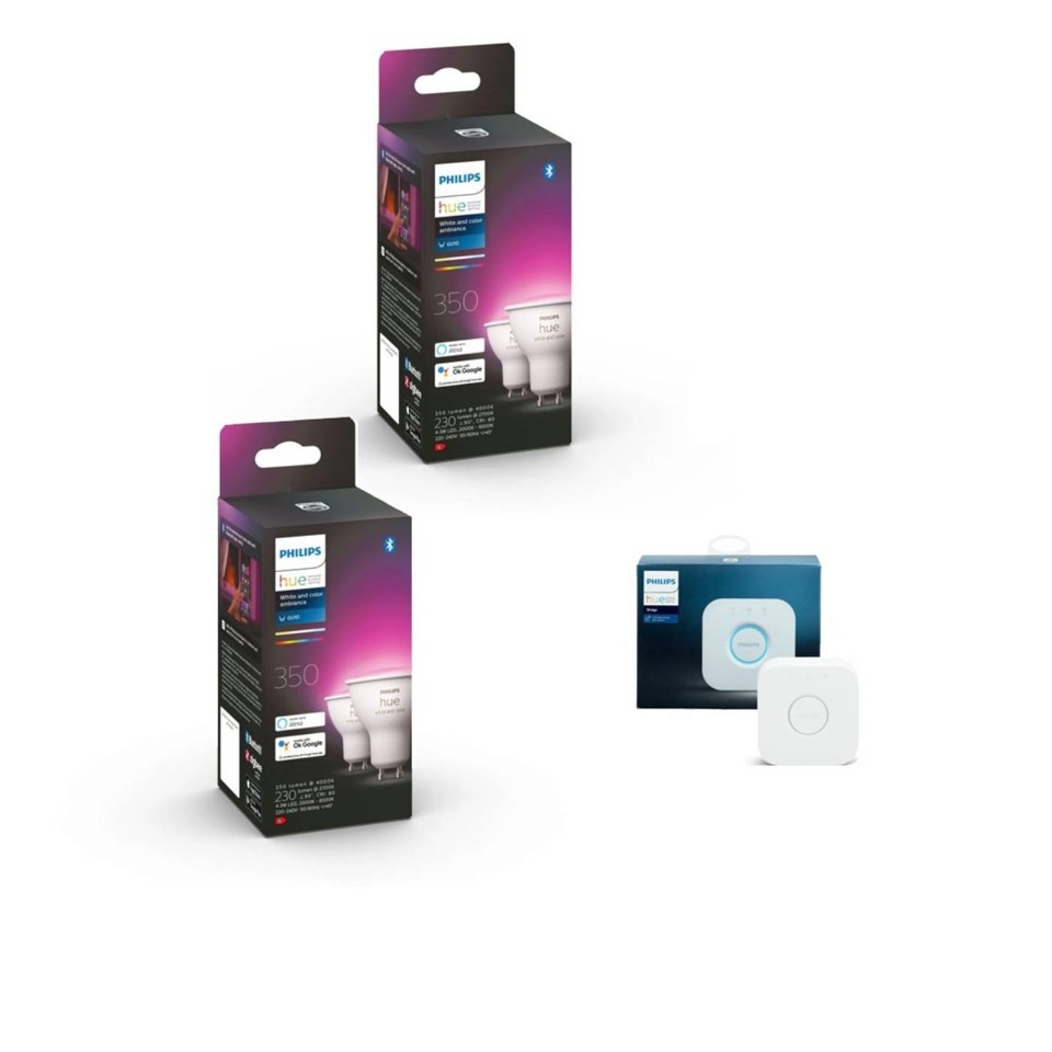Philips Hue -2x GU10 2-Pack White & Color Ambiance & Hue Bridge - Bundle
