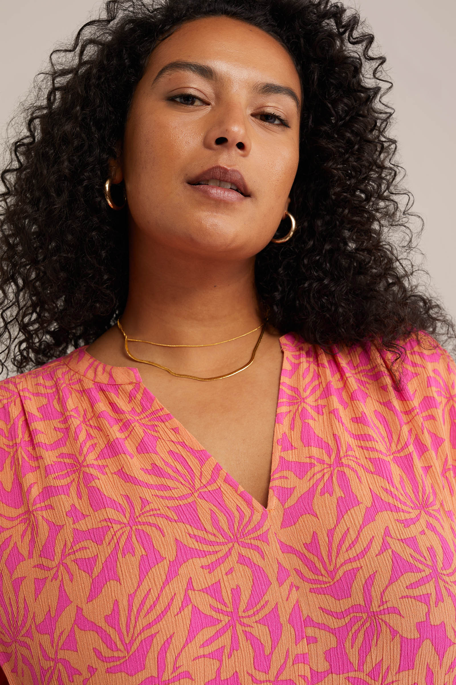 jurk met dessin - Curve WE Fashion Felroze