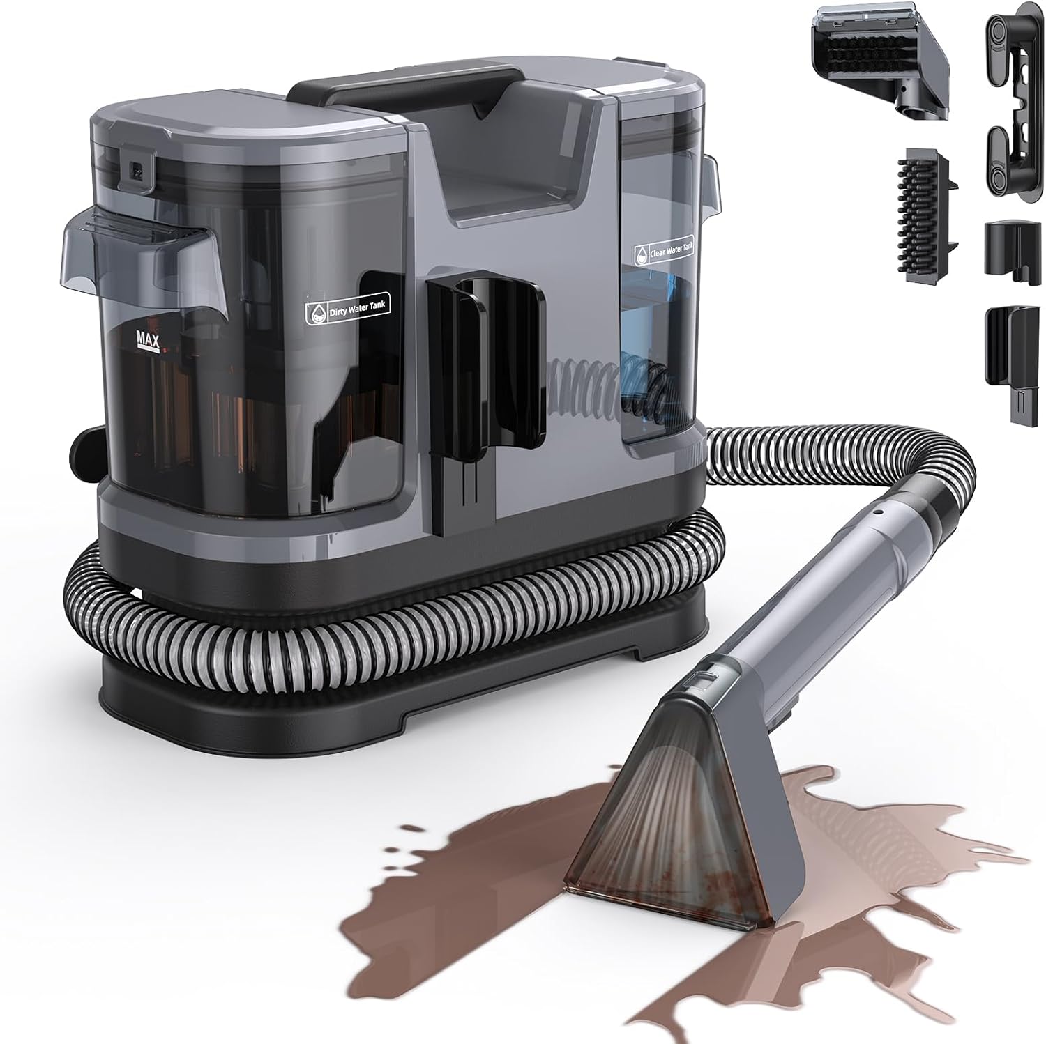 Lubluelu Nasssauger Polsterreiniger Gerät mit 600 W – 20 kPa Teppichreiniger Waschsauger, tragbarer Teppich Reinigungsgerät mit Selbstreinigungsfunktion und langem Schlauch für Teppiche, Sofas & Autos