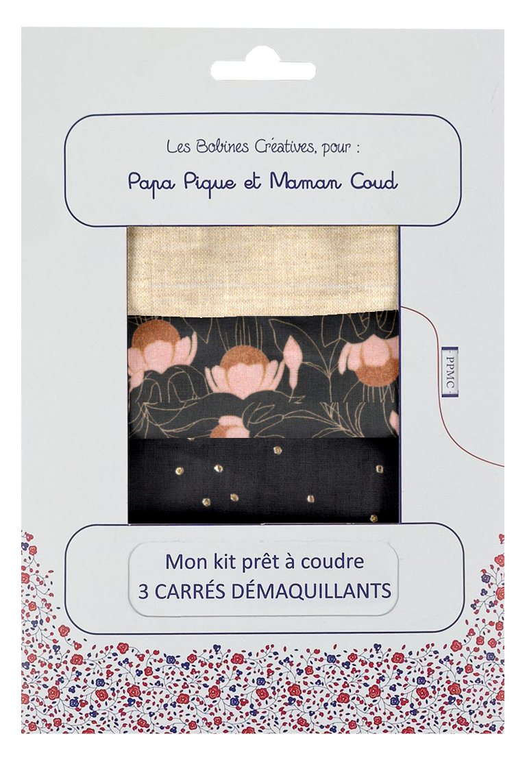 Kit Prêt À Coudre 3 Carrés Démaquillants Ex2251 Clochettes Enchantées Noir