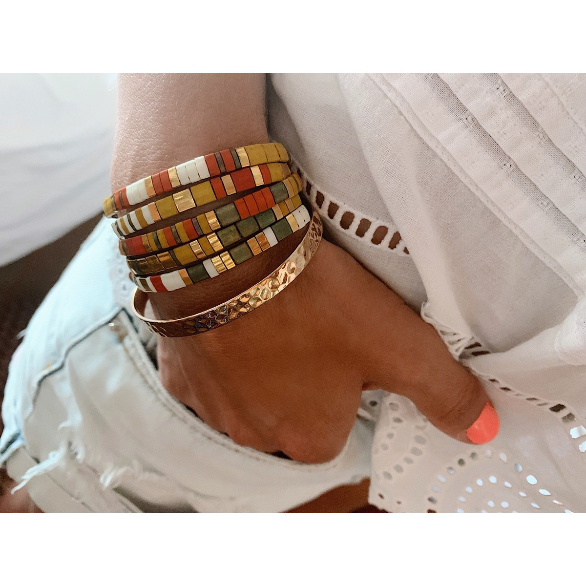 Bracelet Claire BERTEAU Sunrise Perles plates en verre 2