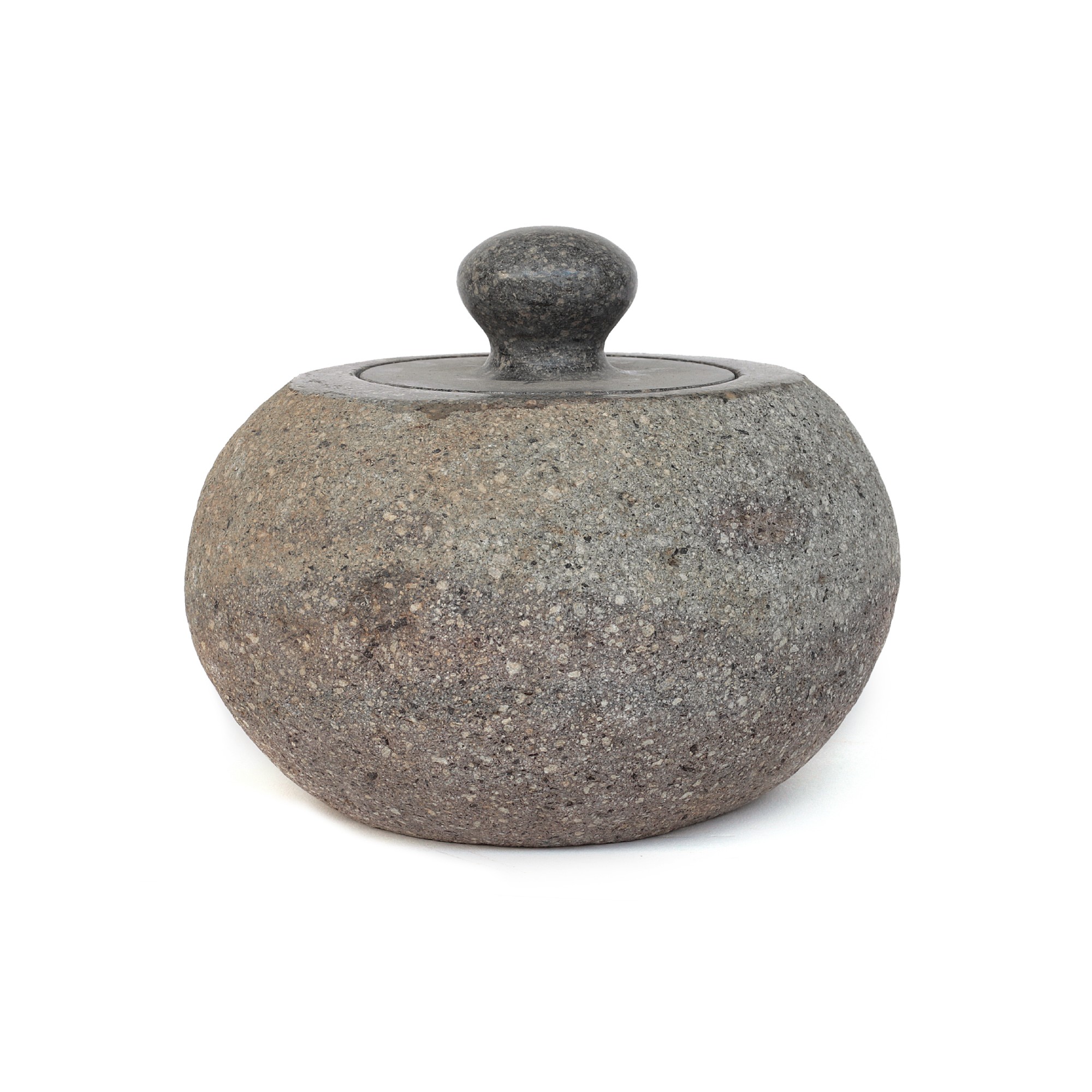 Deckelbehälter aus Naturstein, H 12 cm, B 15 cm, T 17 cm von fischer's lagerhaus