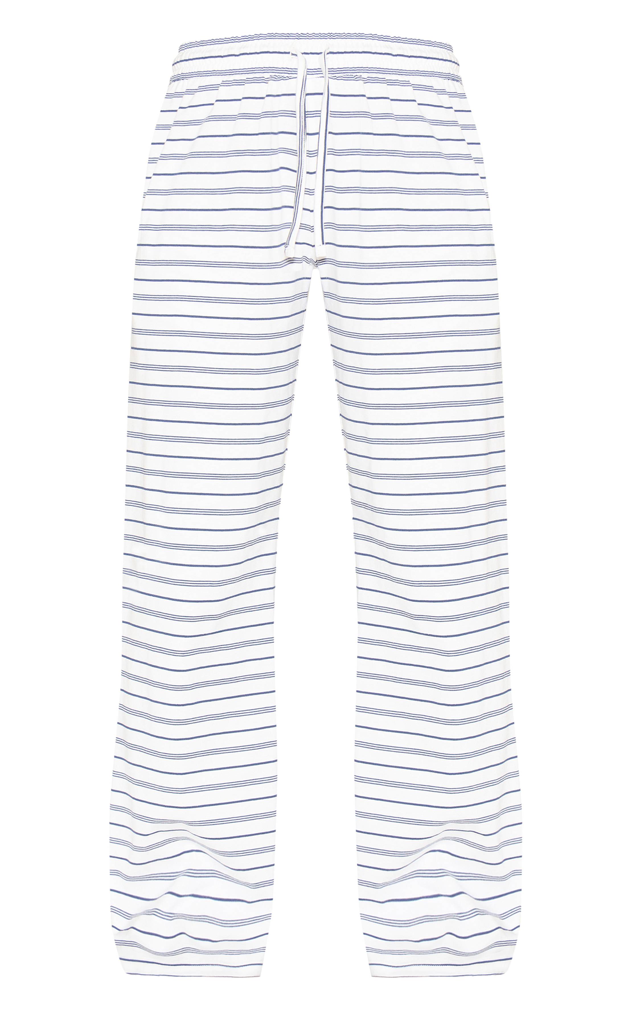 Bleu Marine Pantalon Large À Rayures Avec Cordon De Serrage