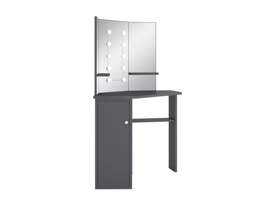 Coiffeuse d'angle avec LED Gris 111x54x141,5