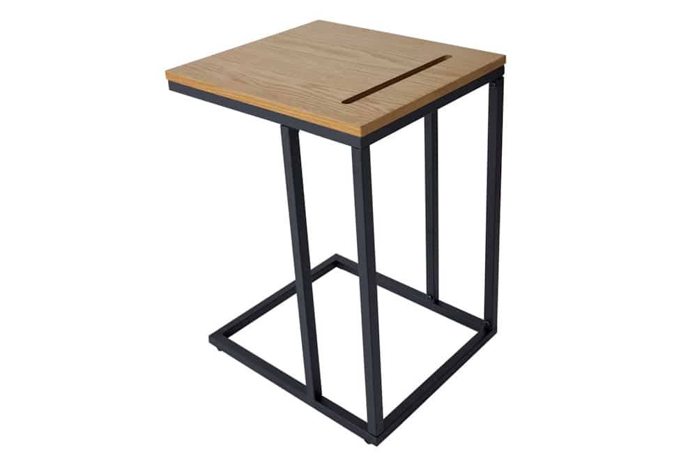 Massivholz Beistelltisch SCANDINAVIA 45cm natur Wildeiche Metall schwarz Laptoptisch