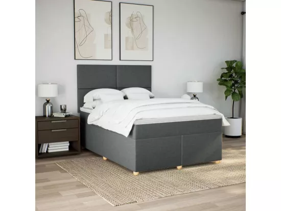 Sommier à lattes de lit avec matelas Gris foncé 140x190cm Tissu