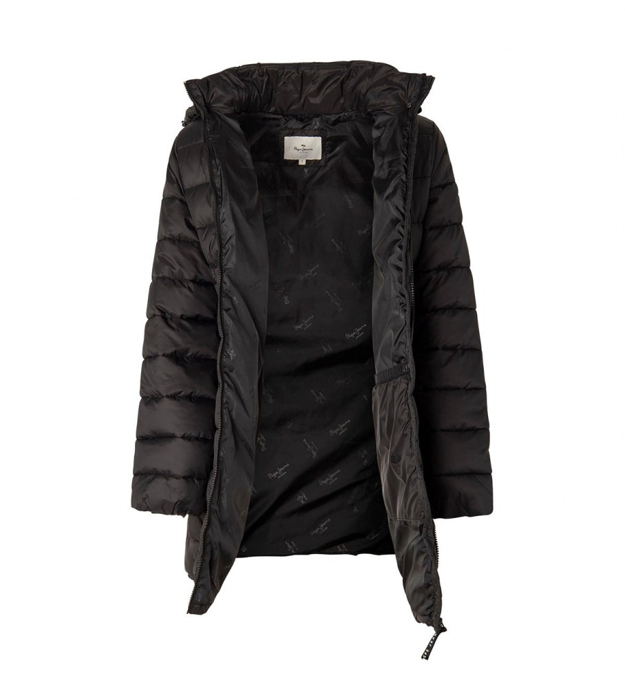 Casaco longo preto Maddie da Pepe Jeans