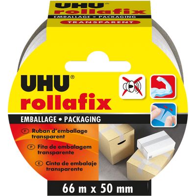 UHU rollafix - Ruban adhésif d'emballage - 50 mm x 66 m - transparent