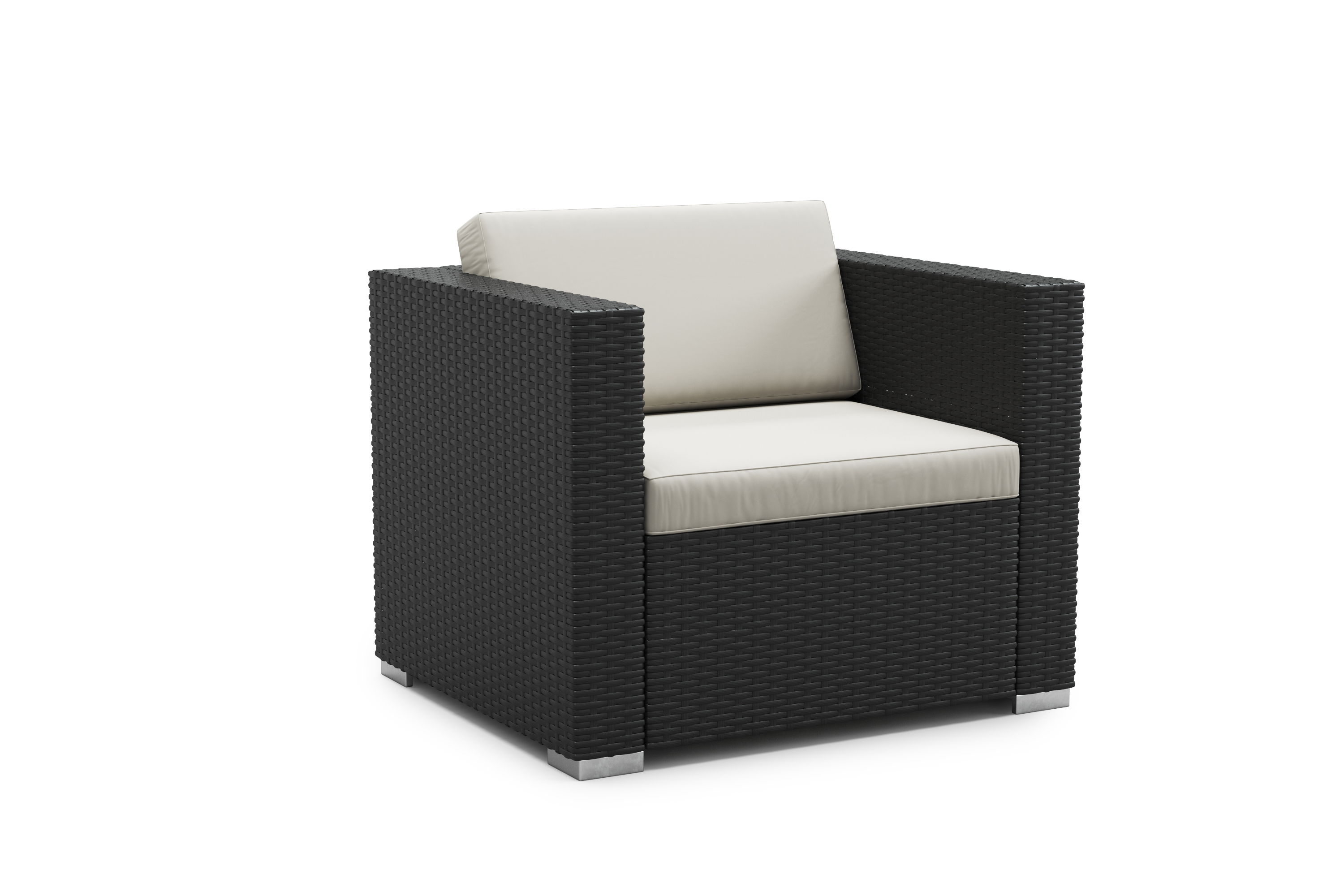 Rattanlounge mit Kissenbox BORA BORA schwarz/weiss