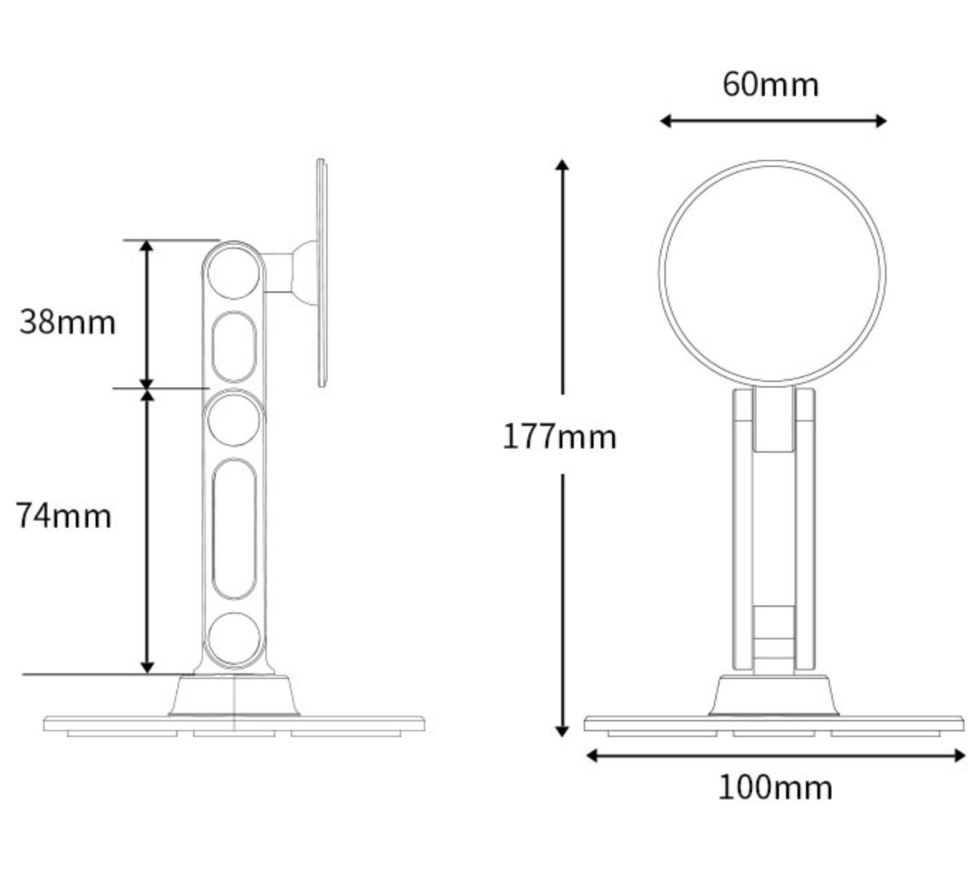 Magnetische Desktop Smartphone Halterung aus Aluminium (177x100mm) - Silber