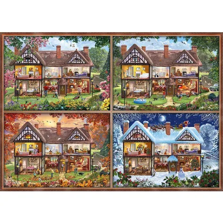 Schmidt Spiele Puzzle - Panorama Puzzle Jahreszeiten Haus 2.000 Teile