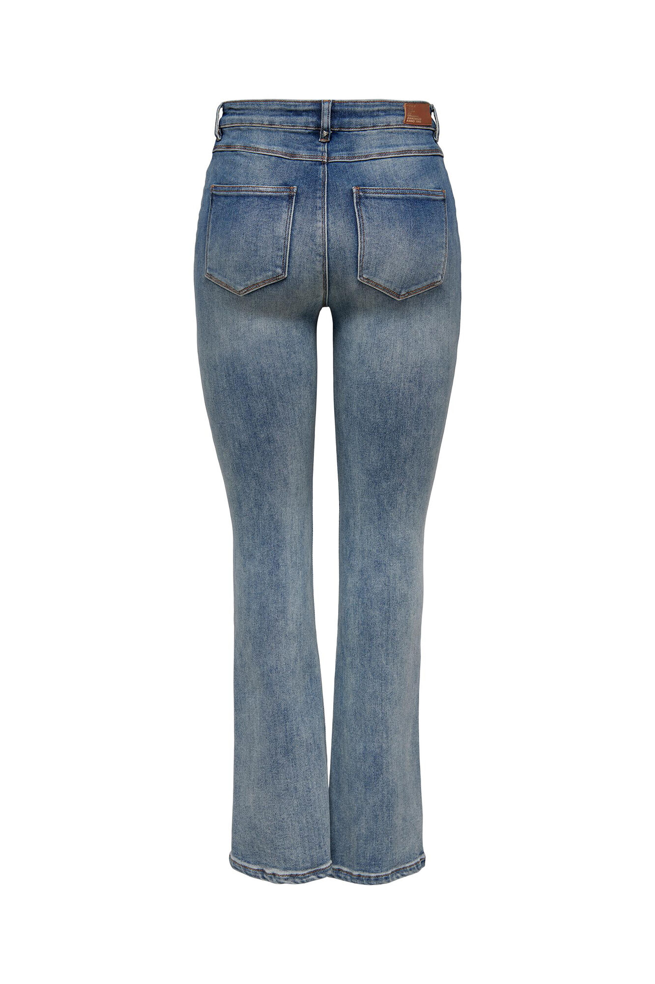 Calças jeans boca de sino de cintura alta