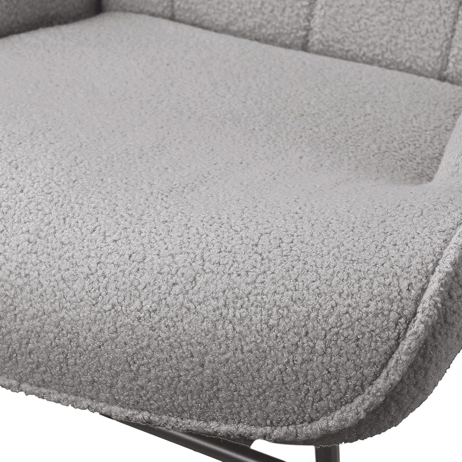 Schaukelstuhl Relaxsessel Stillsessel Schaukelsessel Wohnzimmersessel Schwingsessel mit Metallgestell und Holzsockel, Belastbarkeit Bis 130 Kg, Teddystoff, Hellgrau, 75 x 68 x 92 cm