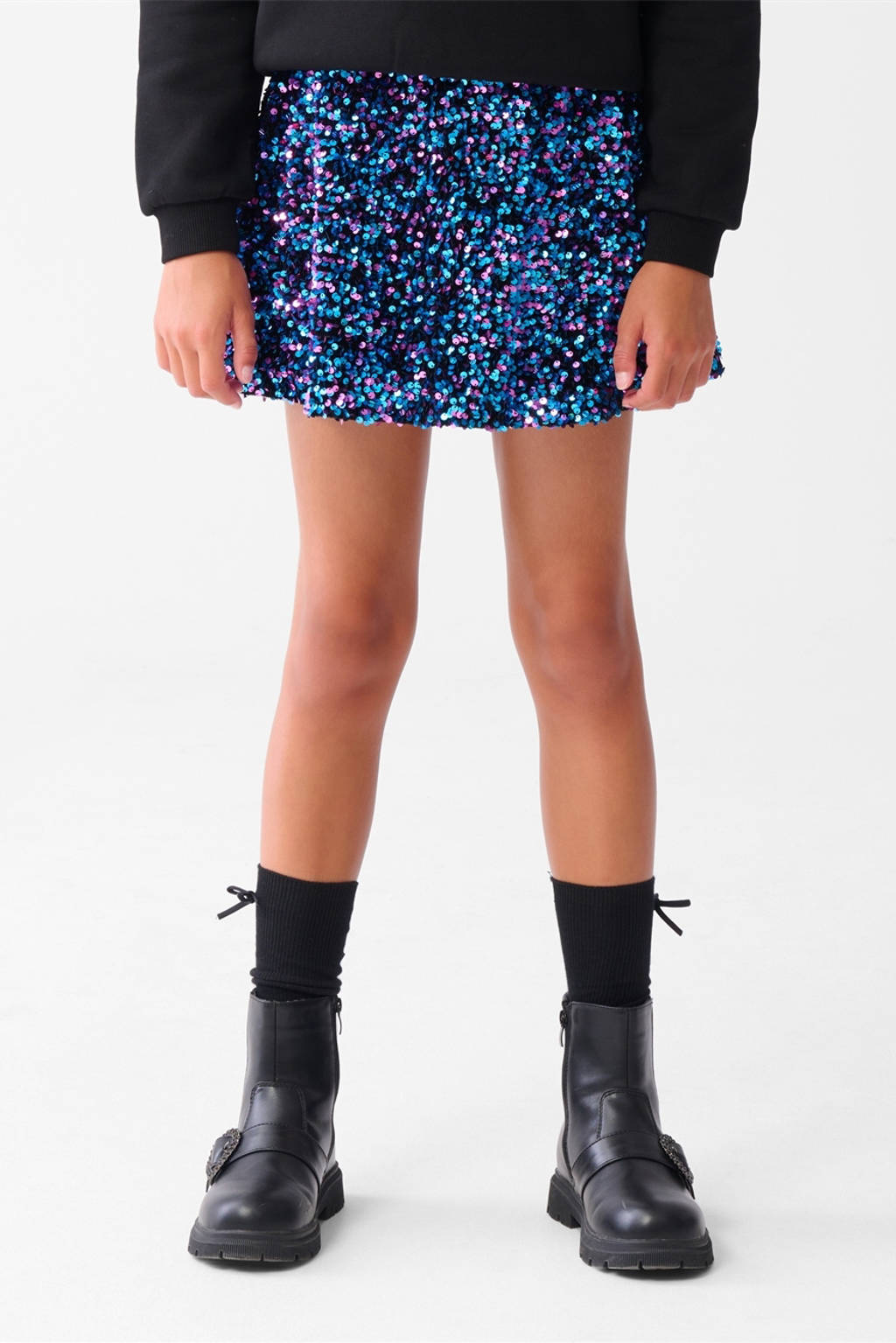 Shoeby strokenrok pailletten blauw