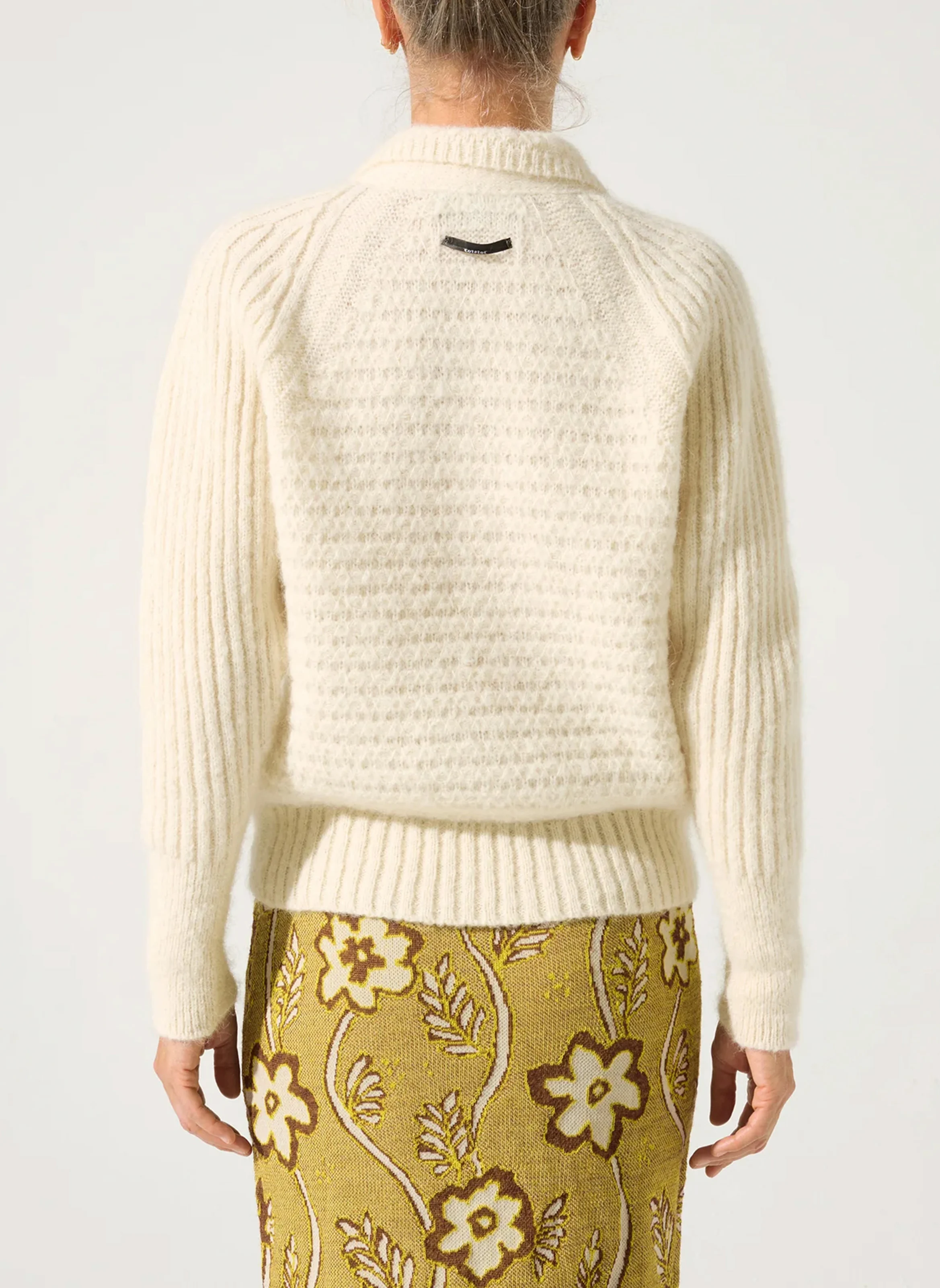 Pull ajusté en alpaga et coton mélangés | Vert