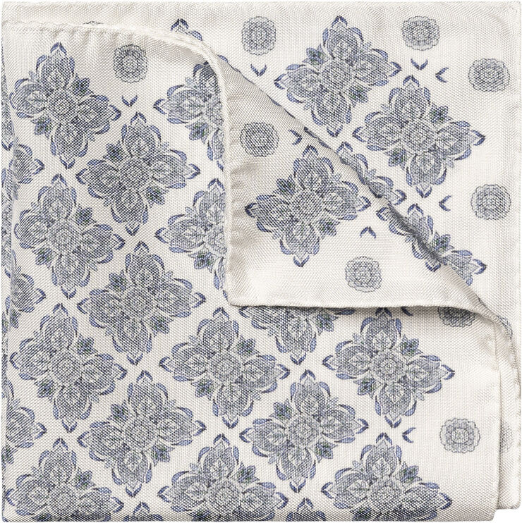 ETON Light Blue Floral Silk Pocket Square Lyseblå