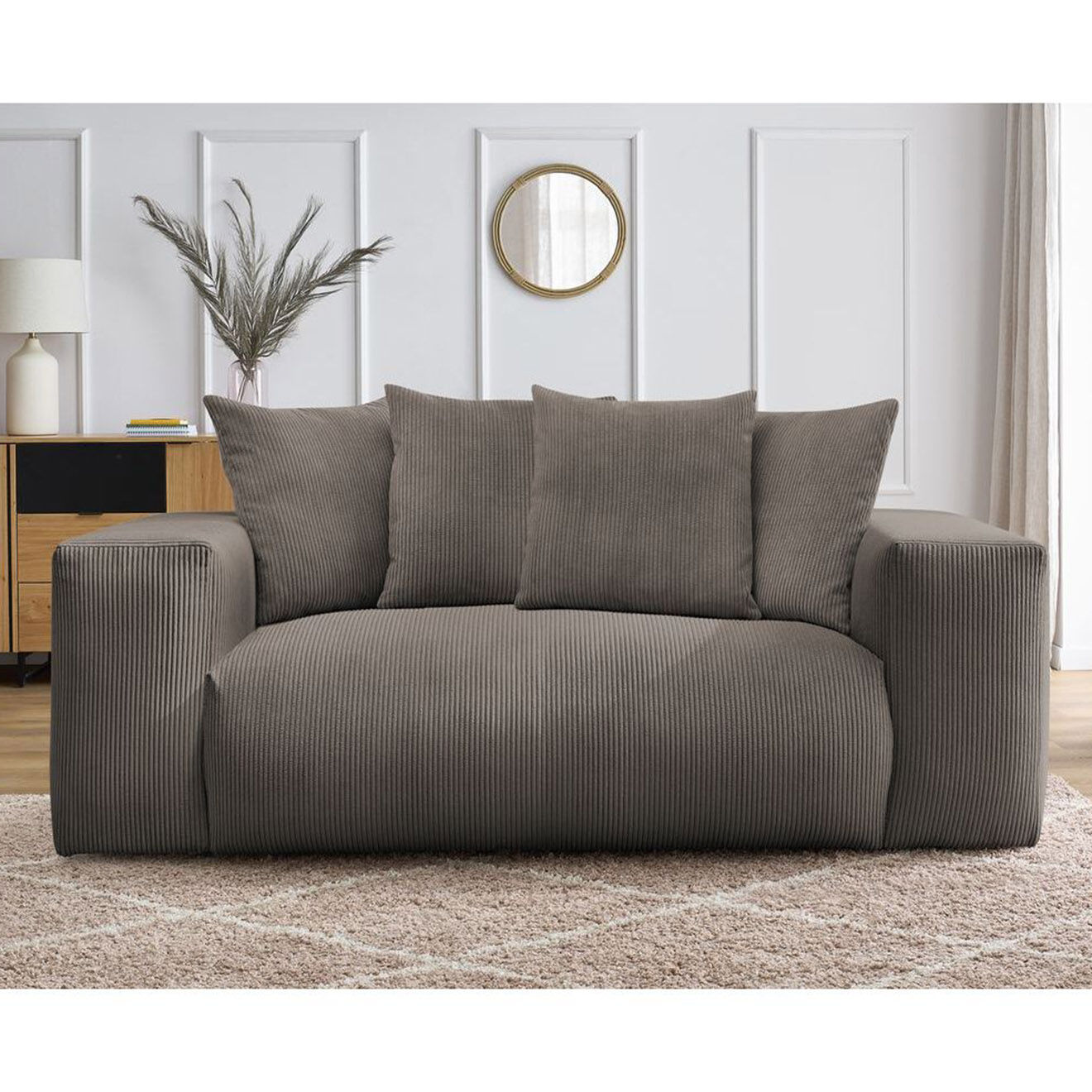 Bobochic Canapé 2 places moelleux voltaire taupe - 220x124x75 cm