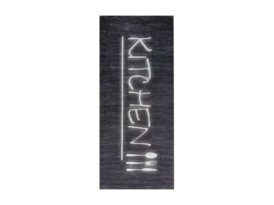 Tapis de cuisine 60x90 cm Polyester Kitchen Noir