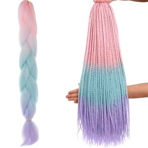 Syntetisk hår ombre fletter rosa/ni/f W10341