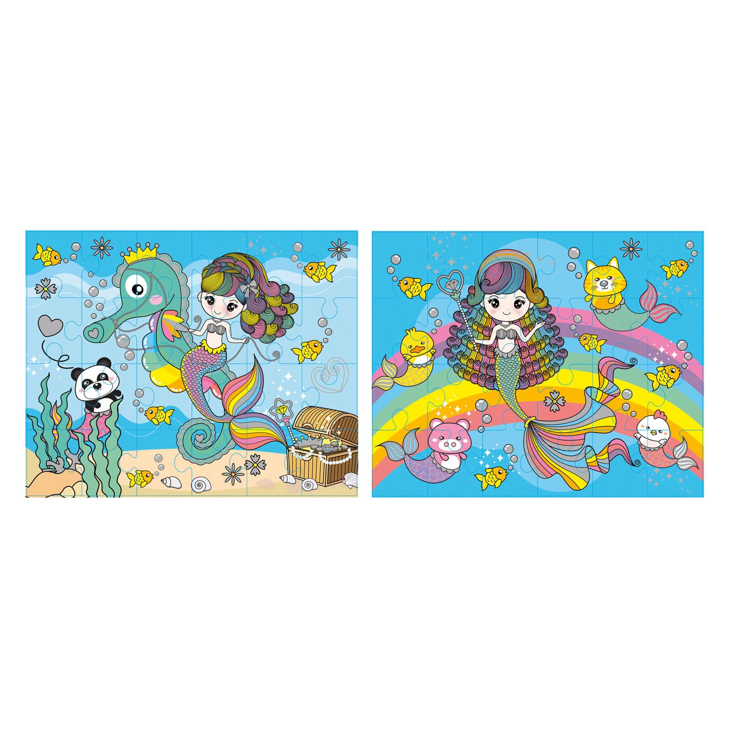 Glitterpuzzel Set Zeemeermin, 2x24st.