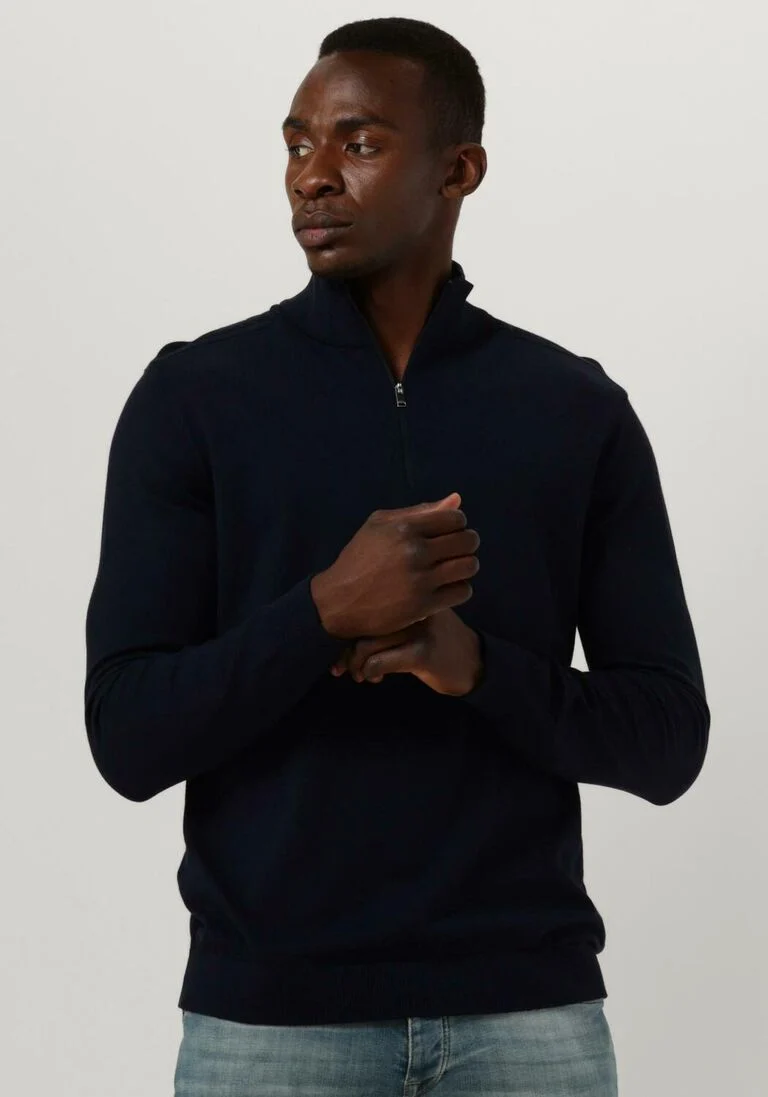 SELECTED HOMME donkerblauwe selected homme trui slhberg half zip cardigan b
