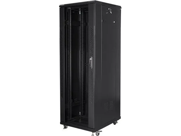 Lanberg FF01 series - Rack kabinet - med 4 køleblæsere - fritstående, gulvstående - sort, RAL 9004 - 37U - 19