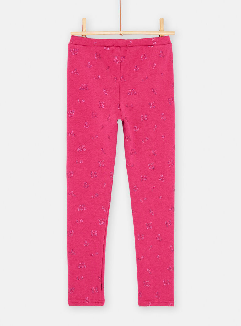 Legging rose pétunia à imprimé cerise pour fille