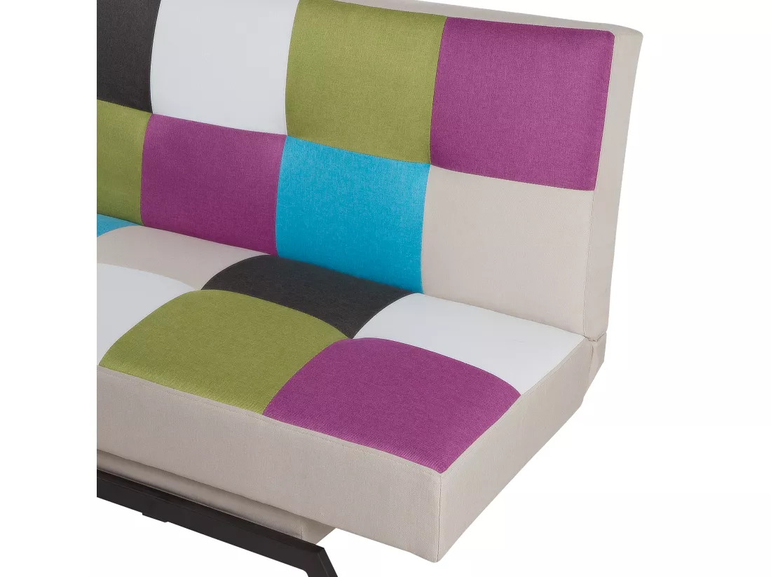 Canapé convertible 3 places en tissu patchwork LEEDS